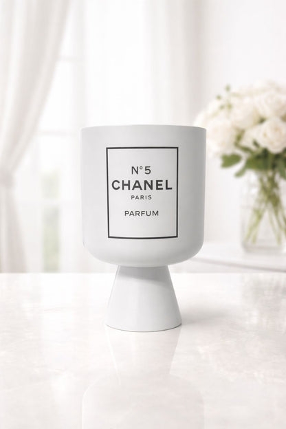 Luxury bloempot L zwart/wit