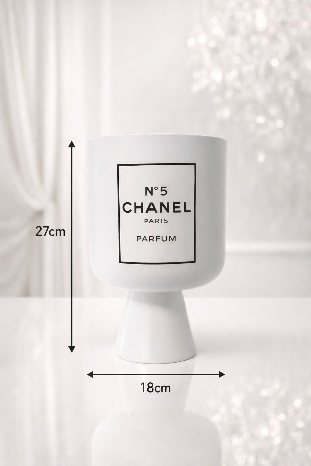 Luxury Bloempot wit M zwart/wit