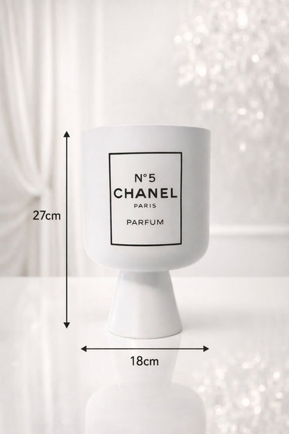 Luxury Bloempot wit M zwart/wit