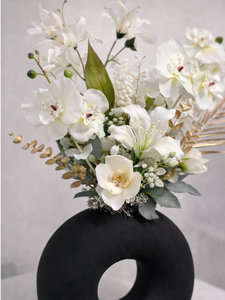 Bloemstuk Black White 75cm
