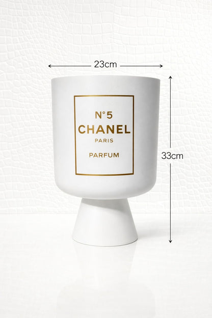 Luxury bloempot L goud/wit