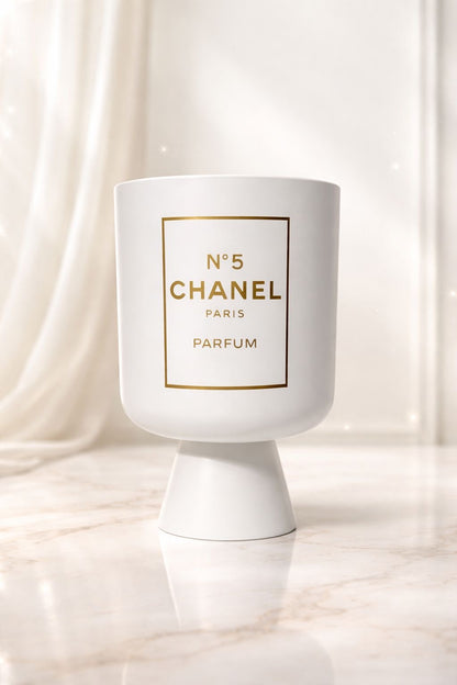 Luxury bloempot L goud/wit