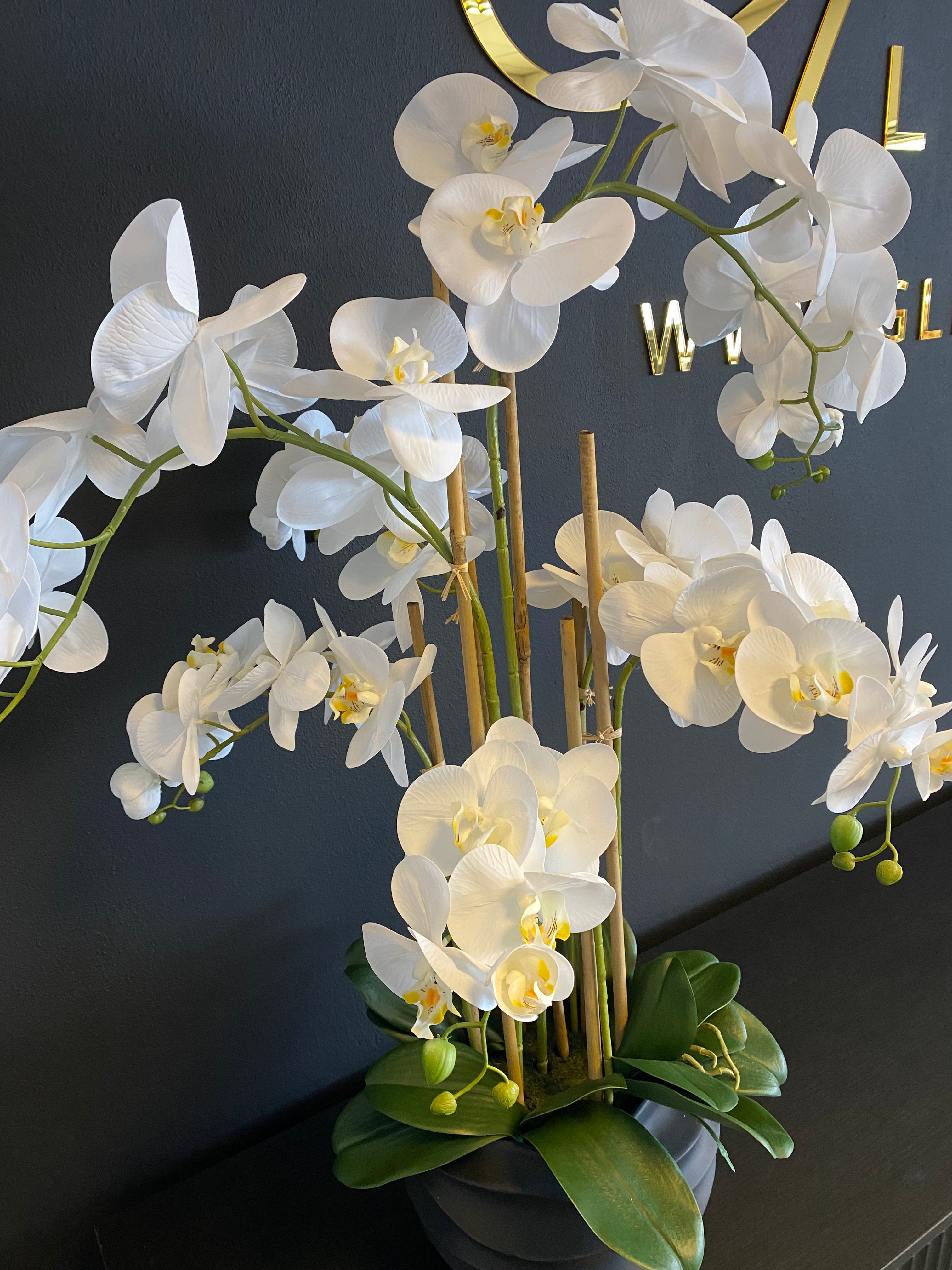 Kunst Orchidee Real Touch 85 cm wit