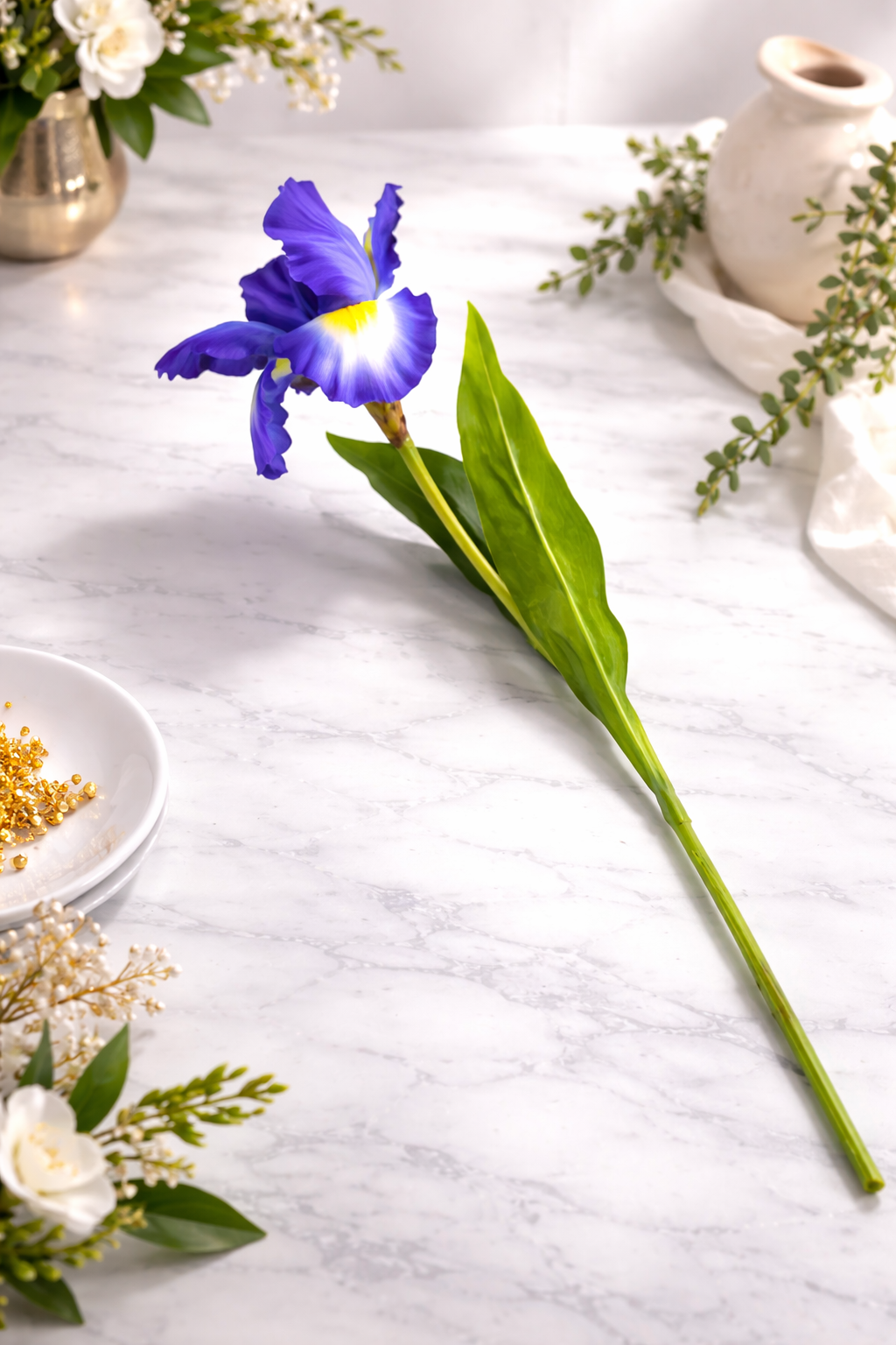 Kunstbloem iris paars 79cm
