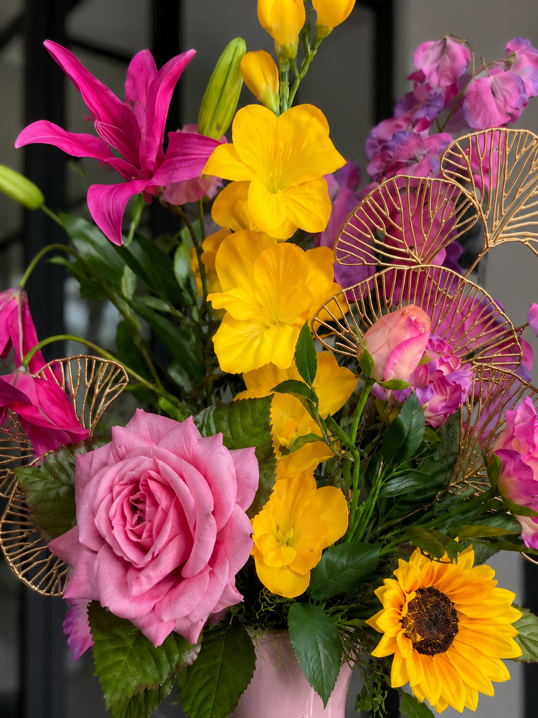 Luxe Zijden Bloemstuk Roze & Goud