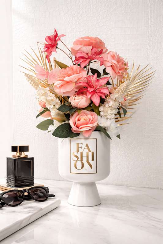 Luxury Bloemstuk Fashion Pink Gold 65cm