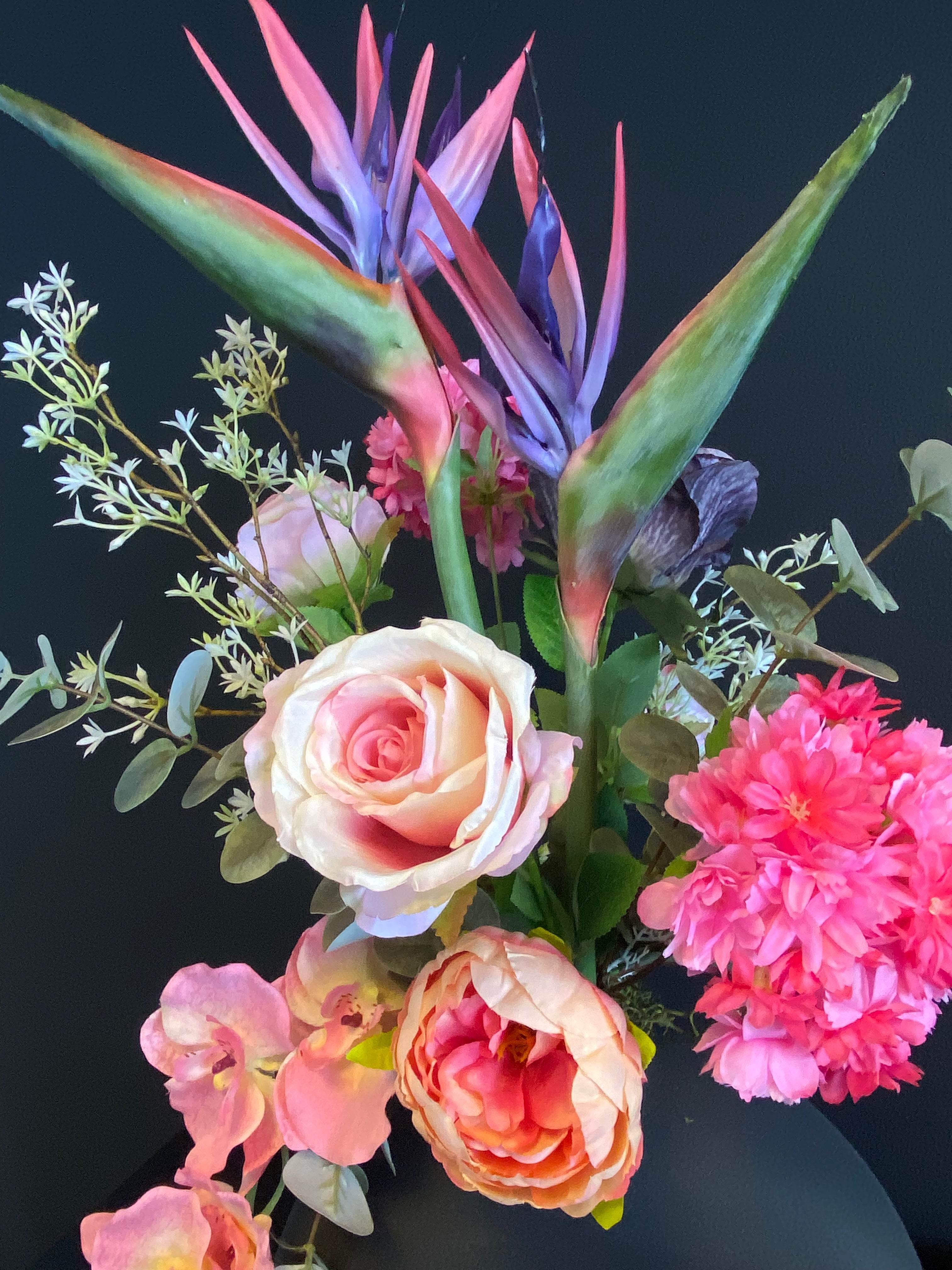Tropisch Luxe Kunstbloemstuk Roze Orchidee &amp; Paradijsvogelbloem – Versie 2 | 70cm